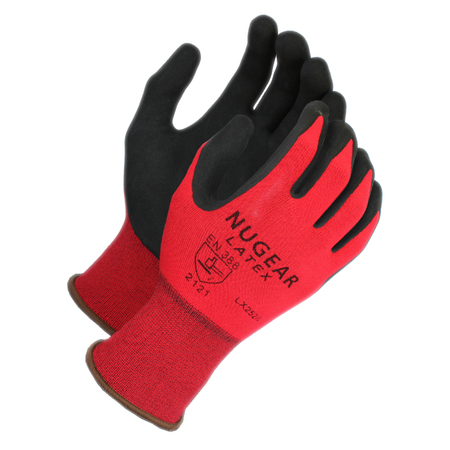 NUGEAR Foam Latex Coated Glove, Red Shell, L LX252L1